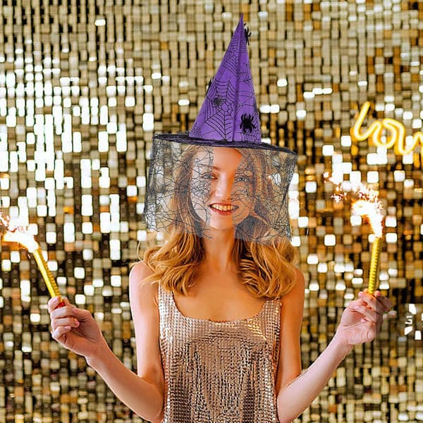 Halloween Heksehatt Blonde Edderkoppdesign for Halloweenfestlue A