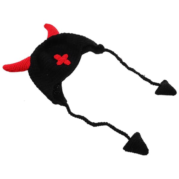 Halloween strikket hue med horn design, 1 stk A