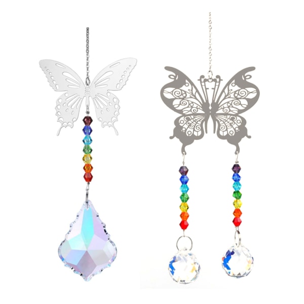 2kpl Butterfly Crystal Lasipallo Prisma Sun Catcher varten