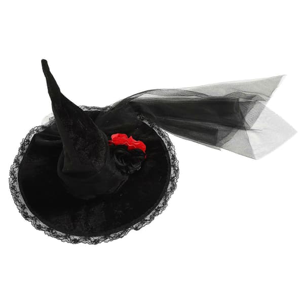 Halloween Häxhatt Kostym för Dekoration Gasväv Svart Halloweenhatt A