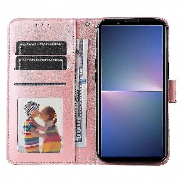 Emed Solros Läderfodral För Xperia 5 V - Slitstarkt Skyddsfodral Rosa