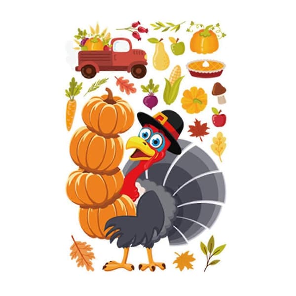 Thanksgiving Turkey Sticker Pumpkin Maple Leaf Fruit Static Sticker (stil2383) A
