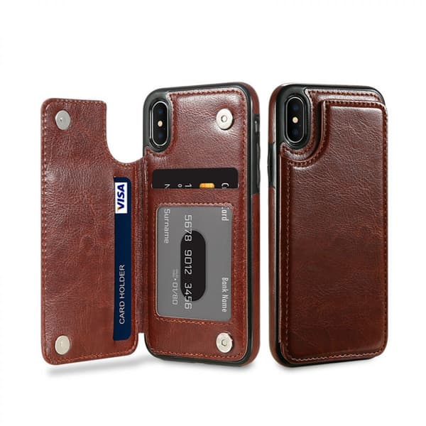 IPhone Xs IPhone X Pung Etui med Kortholder, Dobbelt Magnetisk Lås