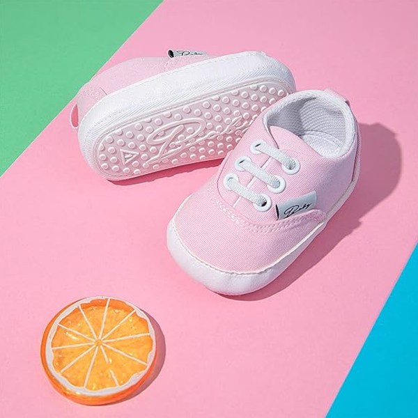 Baby Pojkar Flickor Canvas Sneaker Toddler Slip On Antisladd Nyfödda First Walkers Godisskor i 0-18 månader