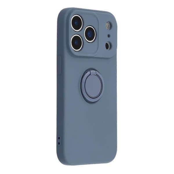 For iPhone 17 Pro Max silikondeksel med stroppringstativ telefondeksel (mørkeblå, mørkeblå)