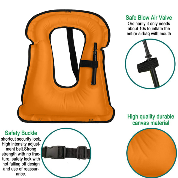 Oppblåsbar snorkelvest for barn, snorklejakker vester for W