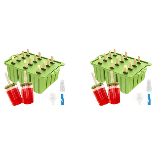 2X silikonispinneform, frossen ispinneform for ispinne-iskrem, med 100 stk ispinne-pinner og ispinne-poser A