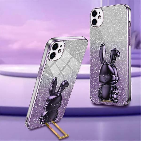 Kompatibel med iPhone 12 mini Glitterpulverfodral med utfällbart stativ Smarttelefonfodral A