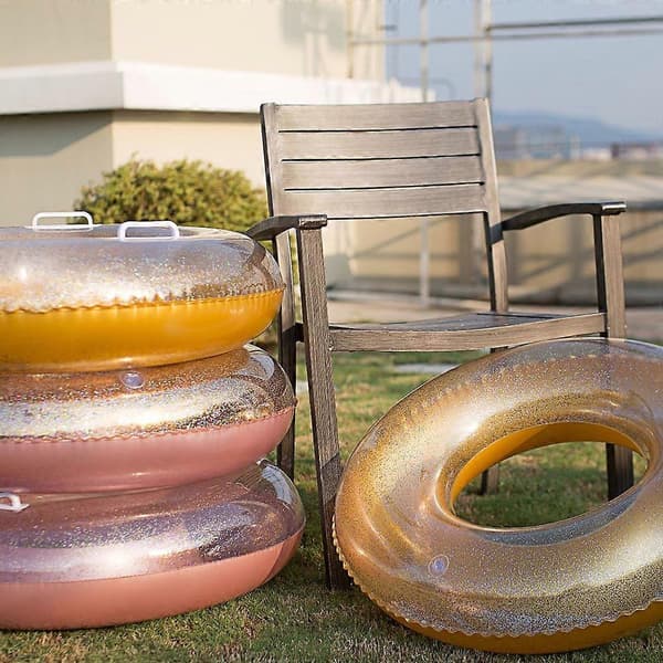 Glitter badring, uppblåsbar hållbar rund sommarpool strandfest simflottör A