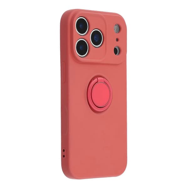 For iPhone 17 Pro Max silikondeksel med stroppringstativ telefondeksel (rød, rød)
