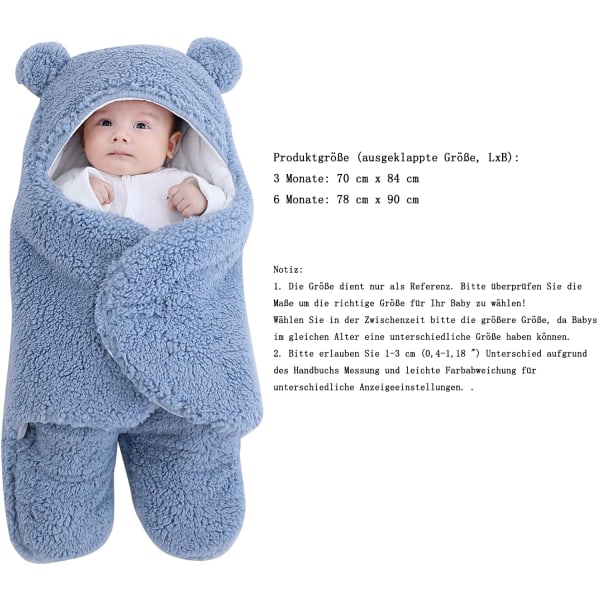 Baby hættetæppe Nyfødt Sovepose Wrap Vinter Varm Fleece Tæppe med Ben Strikket Stroller Wrap Toddler