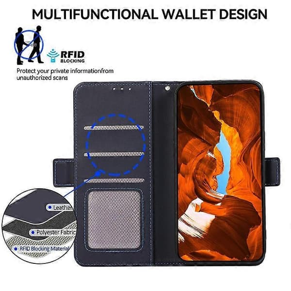 ABEEL Kompatibel med iPhone 13 Pro Max Fodral PU Läder RFID Stativ Folio Telefonfodral A