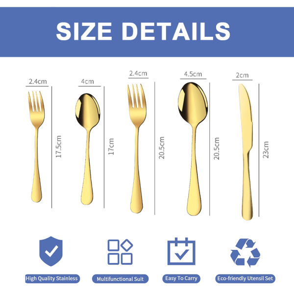 5pcs Stainless Steel Flatware Set,Kitchen Utensil Set