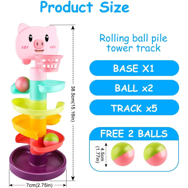 Ball Drop and Roll hvirvlende tårn til baby- og småbørnsudviklingslegetøj, udviklingsuddannelseslegetøj, fantastisk som gave