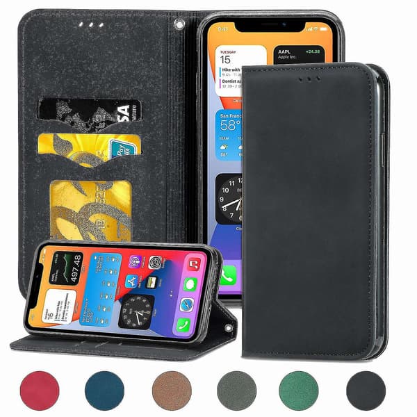 Fodral för iPhone 11 Pro Magnetisk Stängning Läder Plånboksfodral Stötsäkert - Svart A