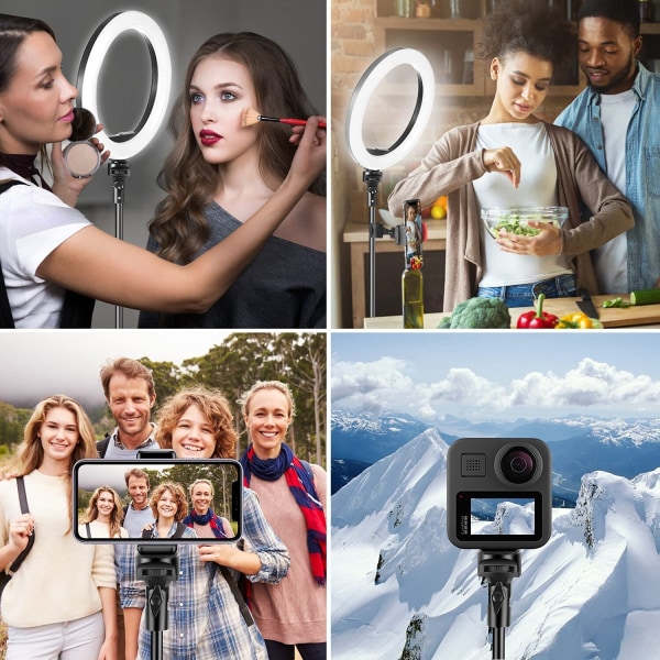 Ringlys med stativ, 10 tommer ringlys med 63 tommer stativ selfie-ringlys med 3 farver til makeup, live streaming, YouTube, Tiktok, Vlog og