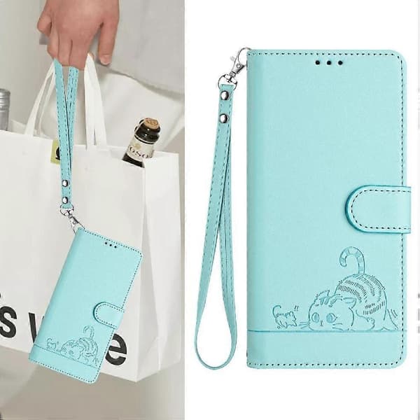 Etui til Samsung Galaxy Note 20 kortholder stativ lommebok flip deksel katt RFID grønn