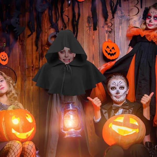 Halloween Sort Middelalderlig Hætte til Heksekostume Dekoration A
