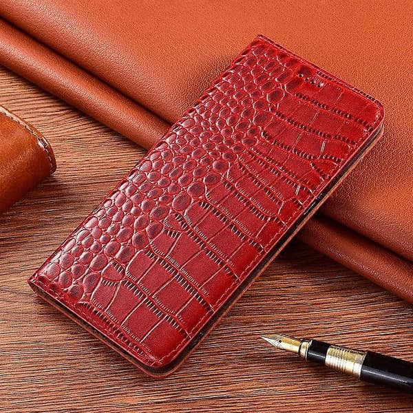Etui til iPhone 13 Mini Krokodillemønster-rødt læder flip No7459 A