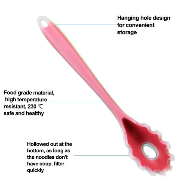 Silikoninen pastalusikallinen, kestää korkeita lämpötiloja 480°F asti, hygieeninen