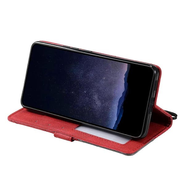 För iPhone 17 Pro Max Fodral Präglade Linjer PU Läder Splice Plånboksfodral A