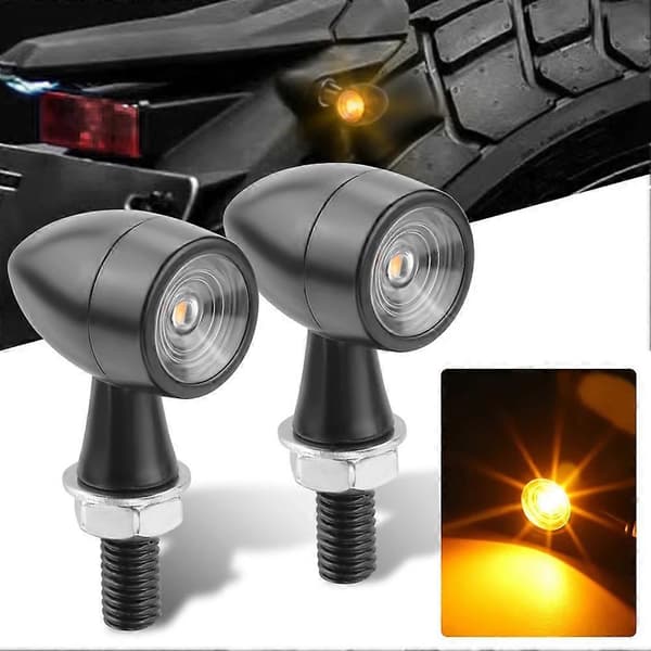 Mini Motorcykel LED Bullet Blinklys Indikator Ravgul Sort Lampe