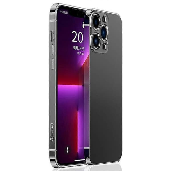 IM-CHEN Anti-Fall Telefoncover til iPhone 13 Pro 6,1 tommer Stødsikkert Cover PC Bagside Rustfrit Stål Ramme A