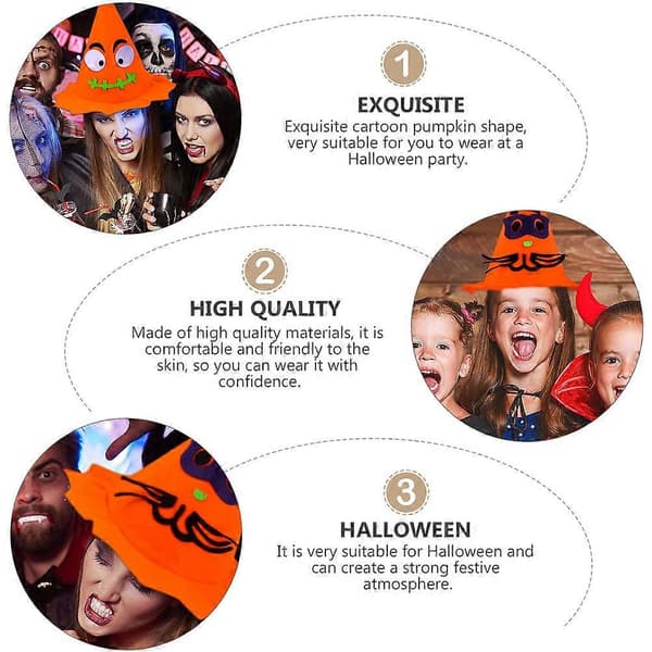 Kreativ gresskarhatt for Halloween-festdekorasjon, 6 stk. pakke A