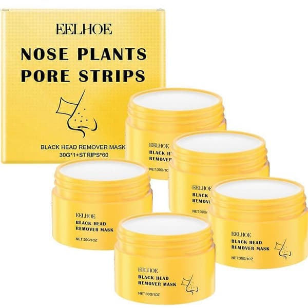 Hvit nesemaske sammen med 60 ark nesemaskerensende neselapp 30g (5 stk)