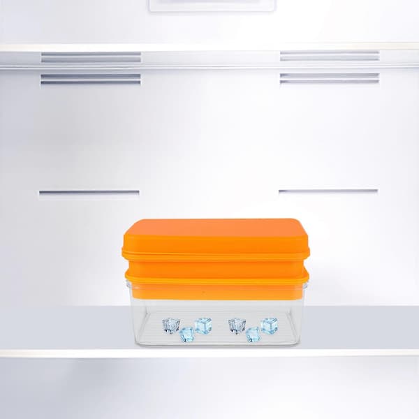 Mini isbakke isterningebakker med låg til fryser 2 stk. orange stabelbart design A