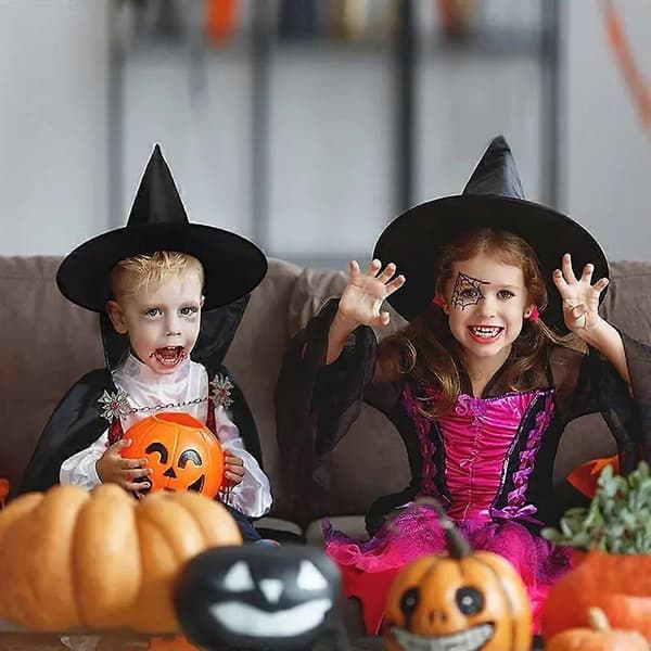 Halloween heksehatte, Halloween festdekoration, sort troldmandshat, tryllekunstnerhat, cosplay kostumer rekvisitter til børn og voksne A