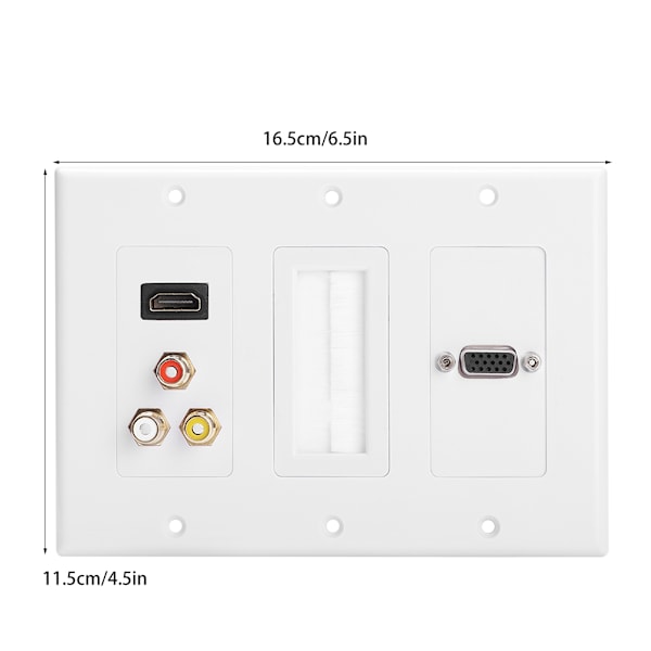 US Standard Enkeltbørstevægplade 3 til RCA HDMI VGA Interface Vægpladpanel til Hotel Kontorbygning