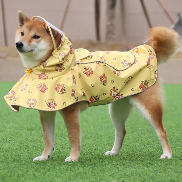 Reflekterende regnfrakke til hunde med justerbar hætte og krog og løkke,