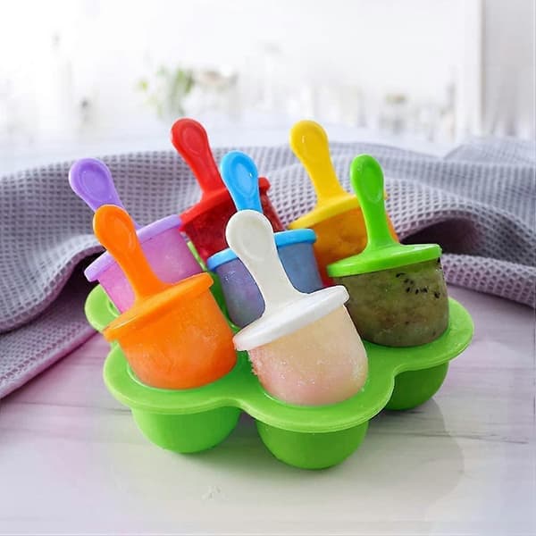 Mini isform 7 kopper DIY isbitbrett med fargerike plastpinner Lollipop isform A