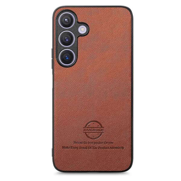 Telefonfodral i twilltyg med läderbaksida för Samsung Galaxy S25+ 5G