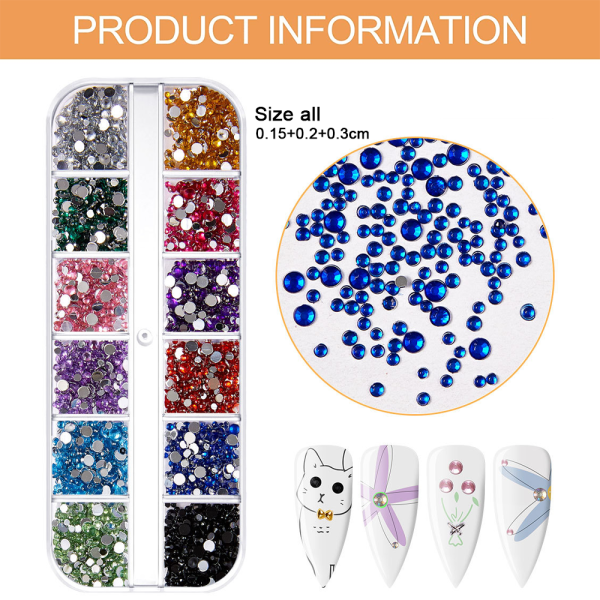 Neglepynt, Rhinestones for Nails Fargerike Negle Rhinestones