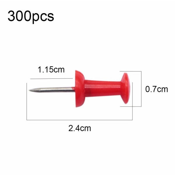 300 st sortiment av färgade knappnålar för korktavla, färgglada tummar