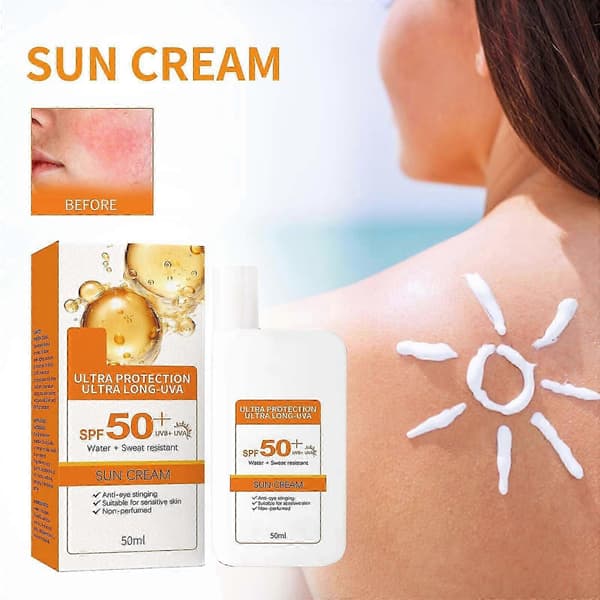 Letvægts Ansigts Solcreme SPF50+ Solcreme til Følsom Hud Vand- og Svedafvisende Lang Beskyttelse 50ml PU3378 A