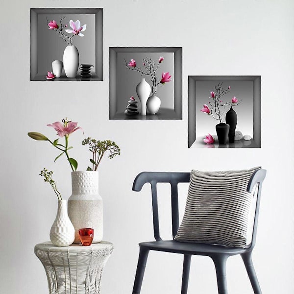 3D vas växt blomma väggdekal A
