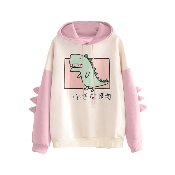 Små flickor Söt Dinosaur Pullover Hoodie Sweatshirt Splice Hoo