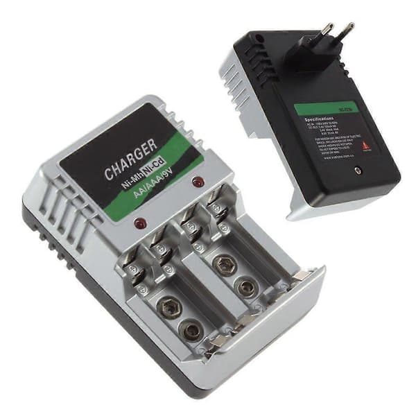 Mini EU-plugg standardlader for AA/AAA/9V/Ni-MH/Ni-Cd oppladbart batteri, holdbar
