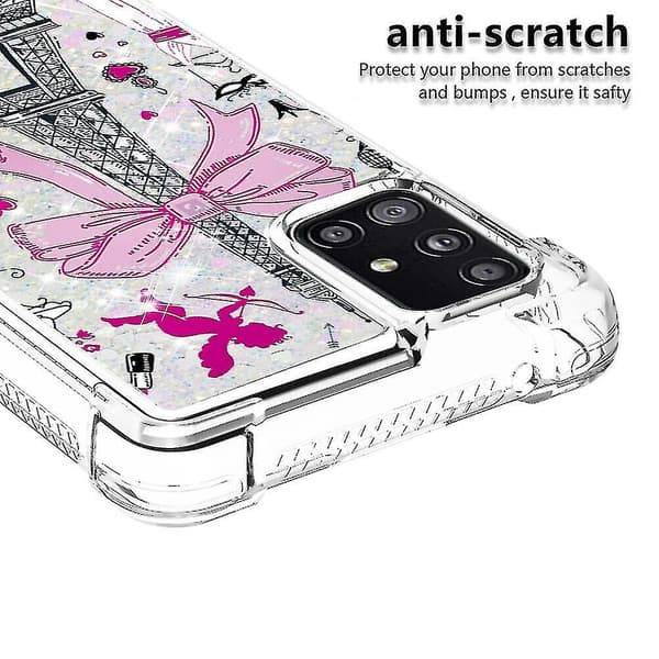 Etui til Samsung Galaxy A71 4g Glitter Flytende Søt Klar Silikon Tpu Støtsikkert Deksel - Eiffeltårnet A