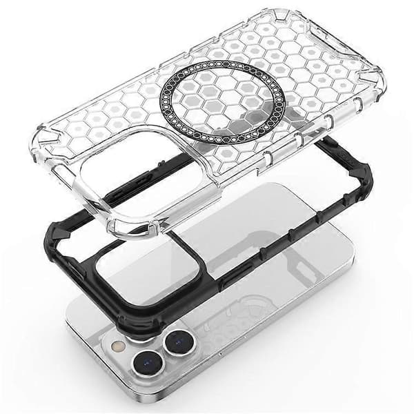 Kompatibelt magnetfodral för iPhone 13 Pro, bikakedesign, förtjockade hörn, TPU+PC-telefonfodral A