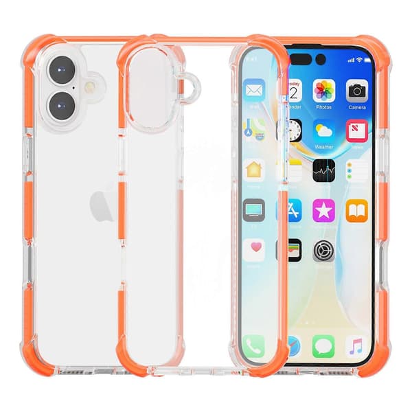 For iPhone 16-deksel Fire hjørner Anti-fall Klart TPU + TPE + PC-telefondeksel A