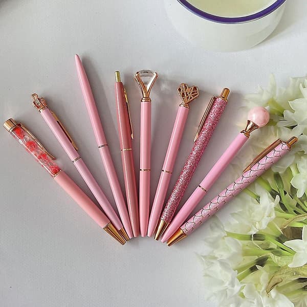 10 STK Rhinestone Stylus Kulepenn Enkel å bære Glatt blekk Uttrekkbare penner til venner A