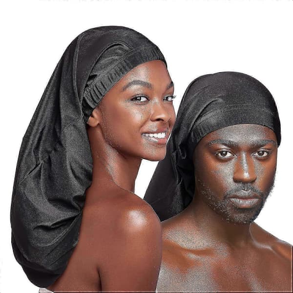 Stor dusjhette for dreadlocks, snøring og vanntette badekapper Dusjhette for kvinner med langt hår og locs 26s A