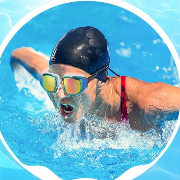 Svømmebriller stor innfatning vanntett og tåkesikker svømming