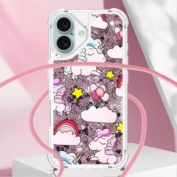For iPhone 16 TPU-deksel med snor og kvikksandmønster