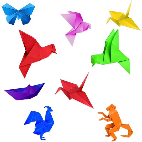 Origami papir for barn dobbeltsidig - Pakke med 100 ark - 10