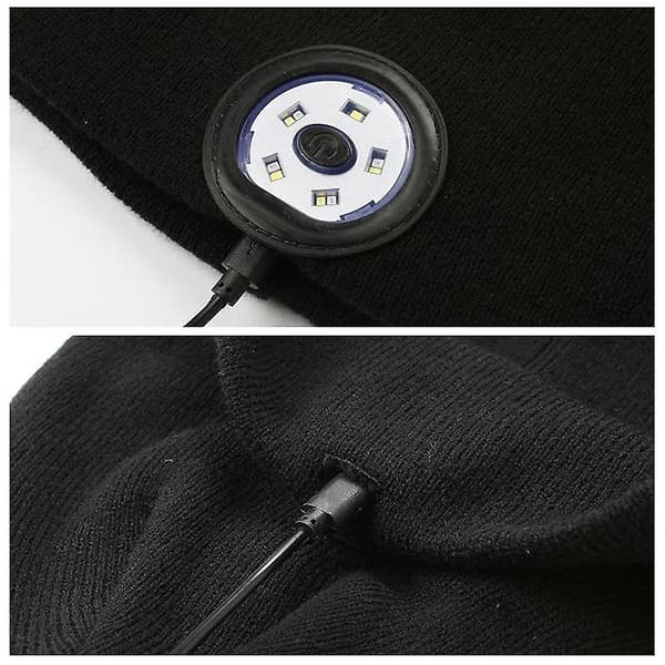 LED Bluetooth-mössa med LED-pannlampa, uppladdningsbar med trådlös Bluetooth A